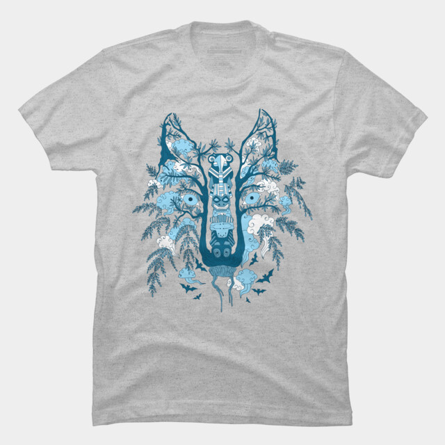 Psychedelic Plants And Totem Wolf T Shirt By Grebenru Design By Humans